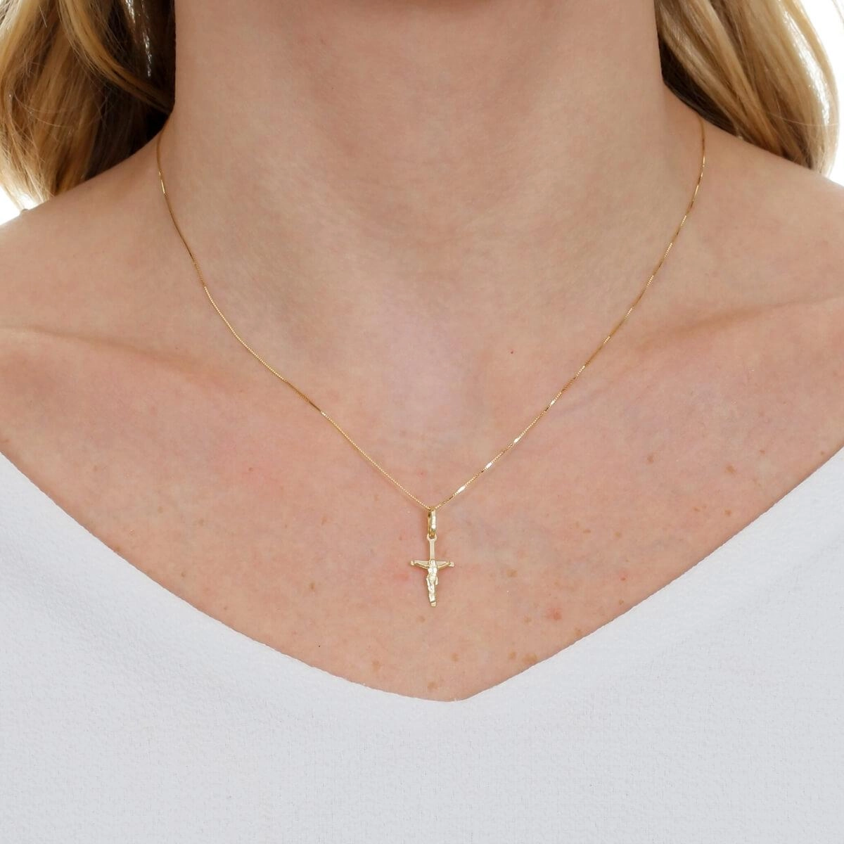 Pingente Ouro 18k Cruz C/Cristo 1.70cm 