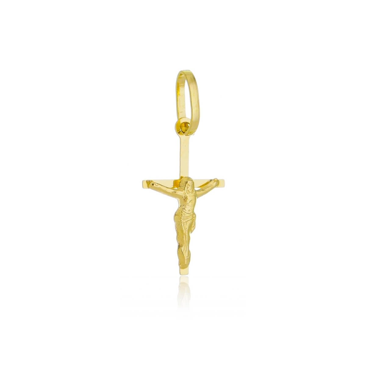 Pingente Ouro 18k Cruz C/Cristo 1.70cm 