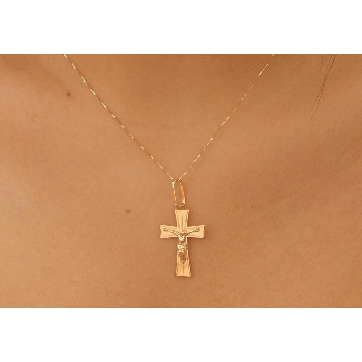 Pingente Ouro 18k Cruz  Com Cristo 1.70 gramas