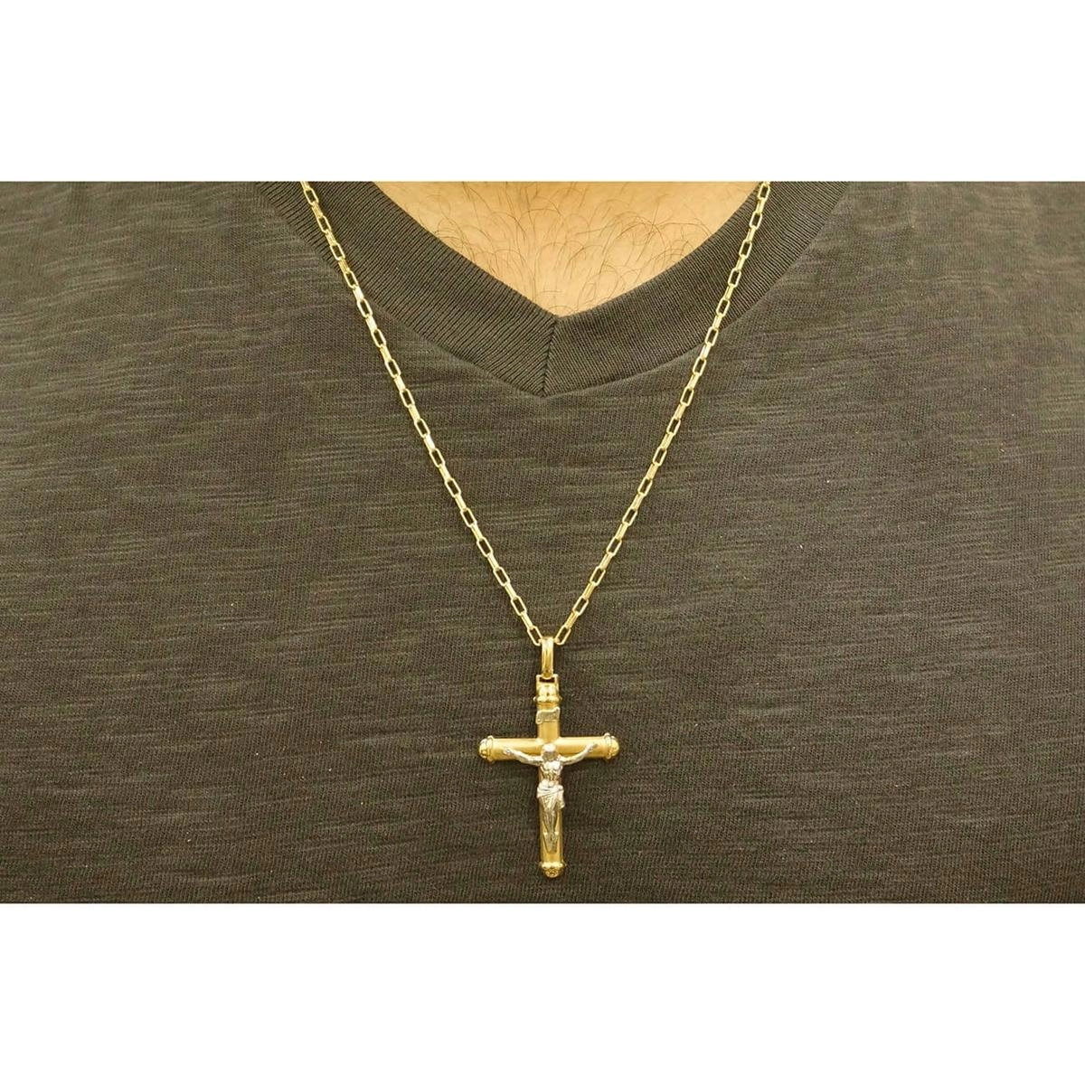 Pingente Ouro 18k Cruz Cristo Com Ródio 2.45 Gramas