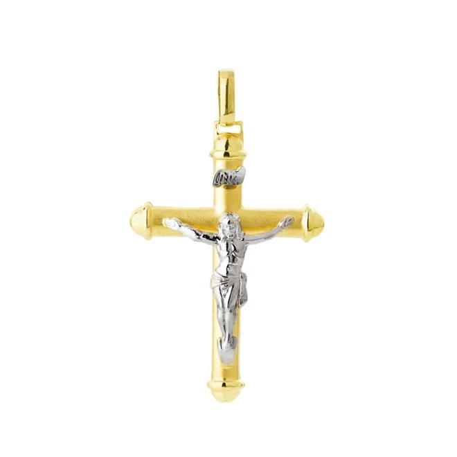 Pingente Ouro 18k Cruz Cristo Com Ródio 2.45 Gramas