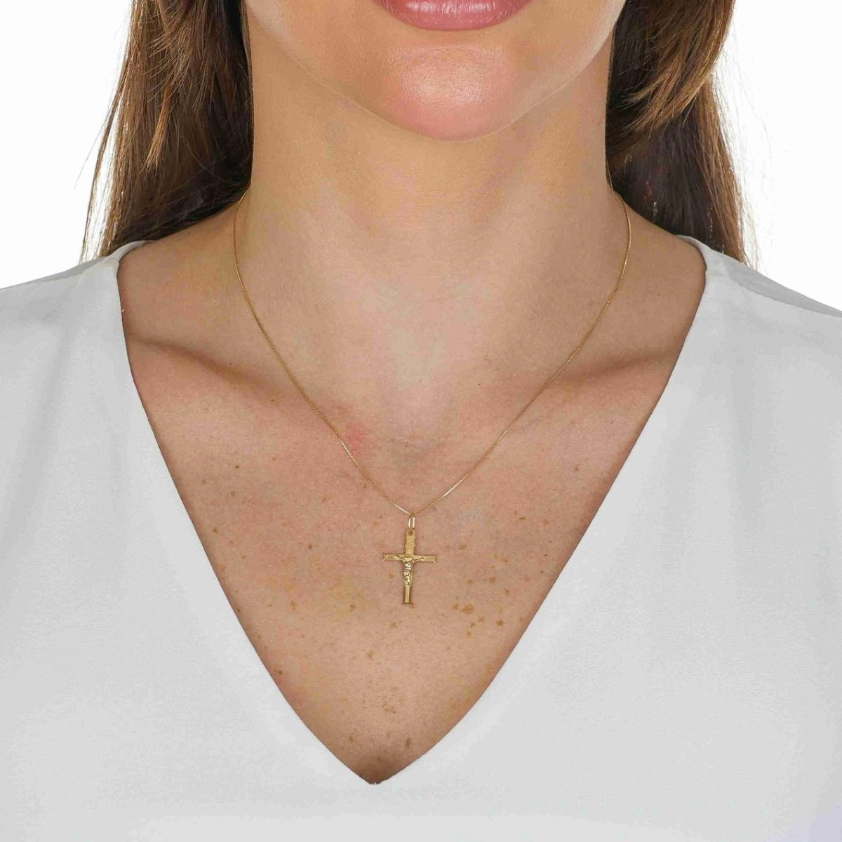 Pingente Ouro 18k Cruz Cristo Inri 2.40cm