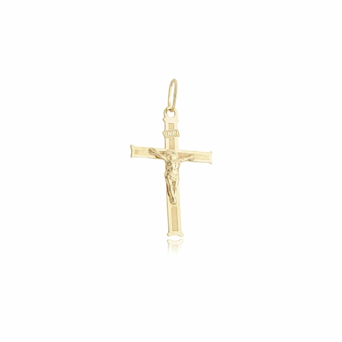 Pingente Ouro 18k Cruz Cristo Inri 2.40cm