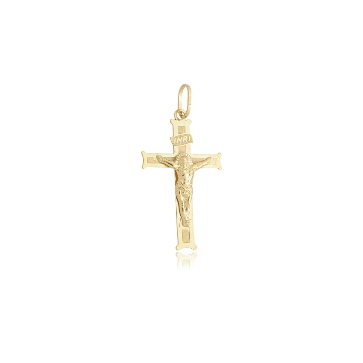 Pingente Ouro 18k Cruz Cristo Inri 3cm