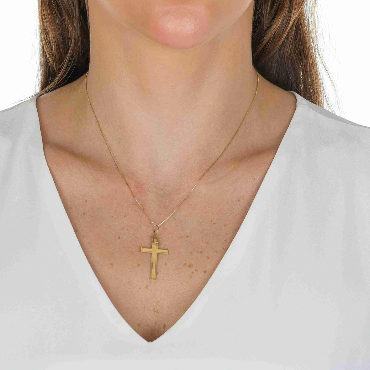 Pingente Ouro 18k Cruz Inri 3cm