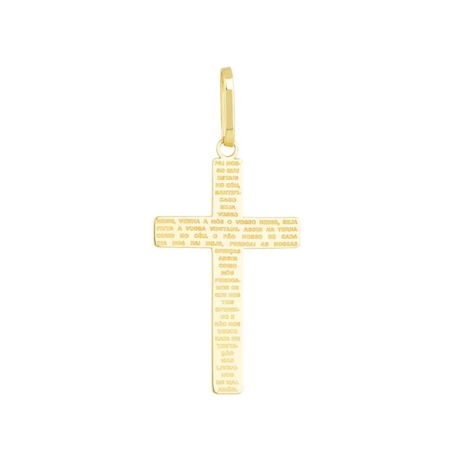 Pingente Ouro 18k Cruz Pai Nosso 0.85 gramas