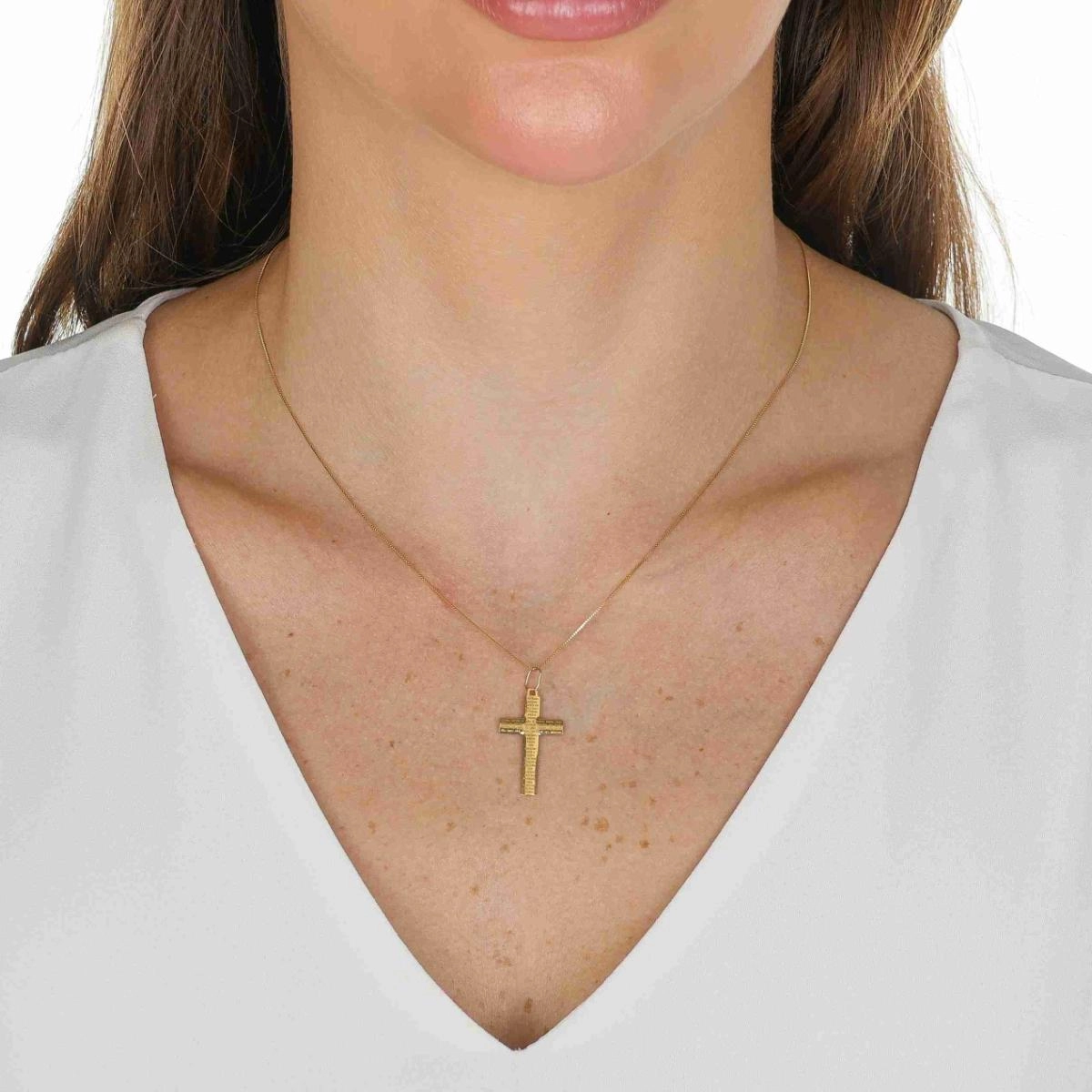 Pingente Ouro 18k Cruz Pai Nosso 2.45cm