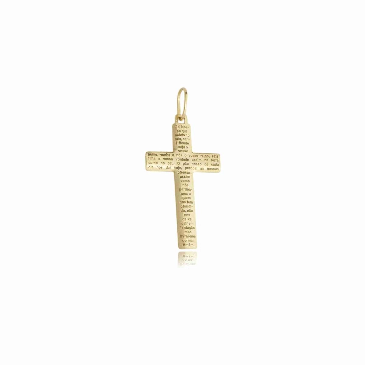 Pingente Ouro 18k Cruz Pai Nosso 2.45cm