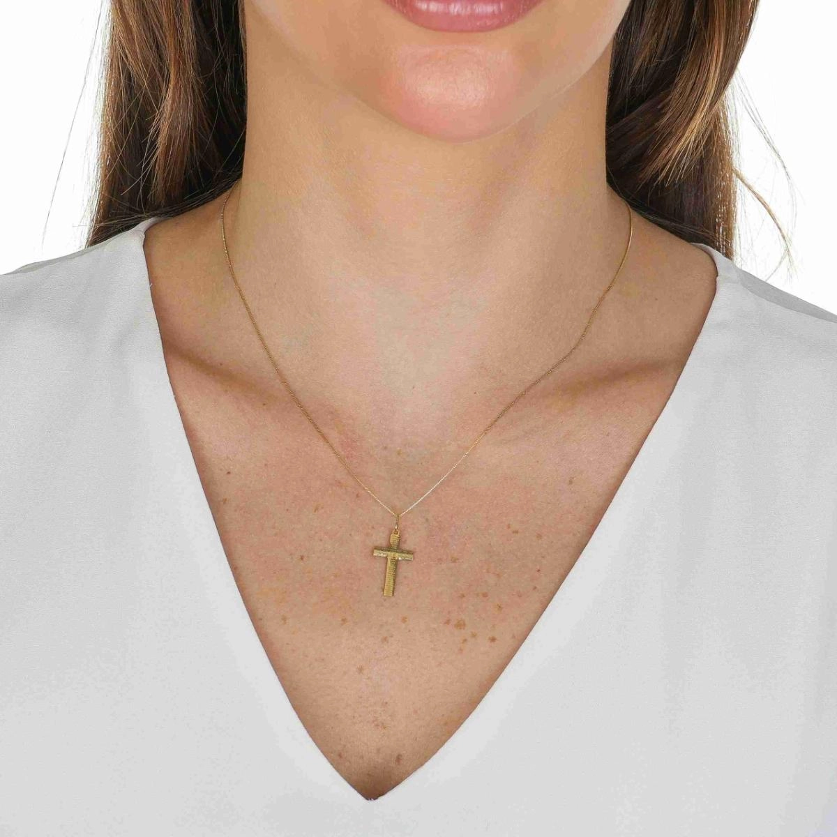 Pingente Ouro 18k Cruz Pai Nosso 2cm