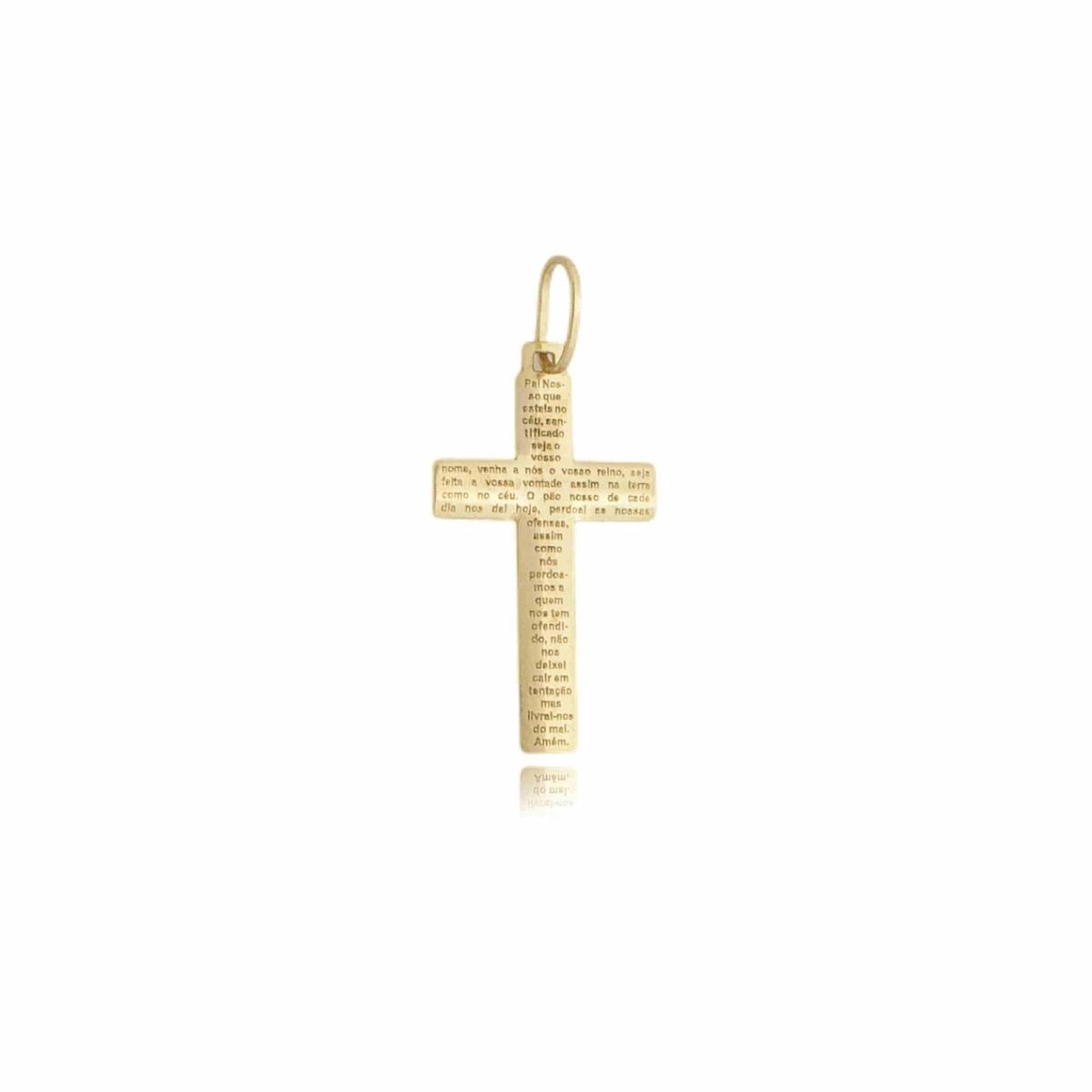 Pingente Ouro 18k Cruz Pai Nosso 2cm