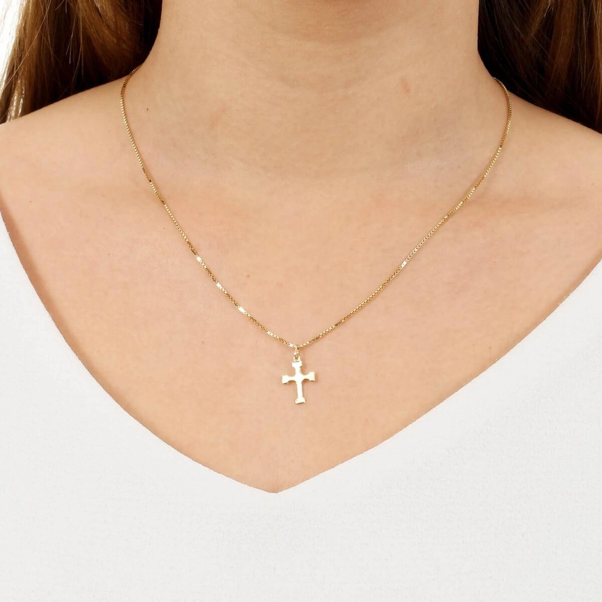 Pingente Ouro 18k Cruz Trabalhada 1.45cm