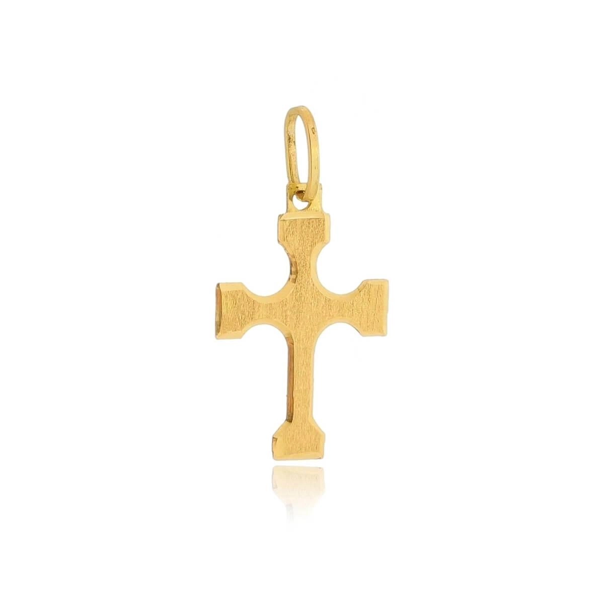 Pingente Ouro 18k Cruz Trabalhada 1.45cm