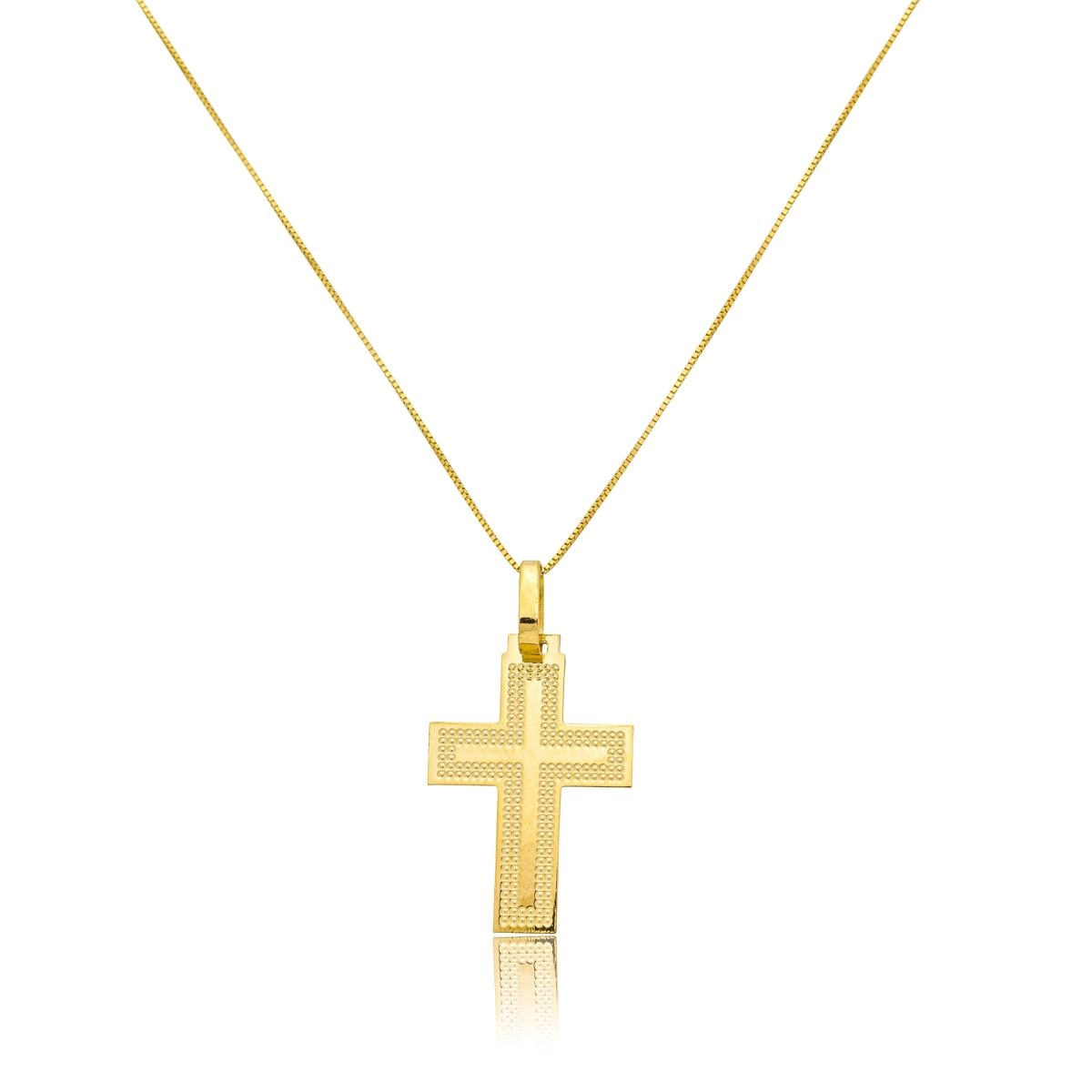 Pingente Ouro 18k Cruz Trabalhada 2.30cm