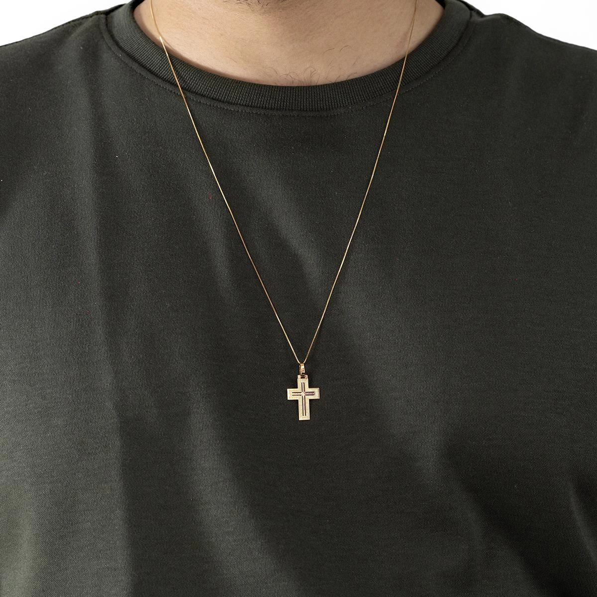 Pingente Ouro 18k Cruz Trabalhada Vazada 2.10cm