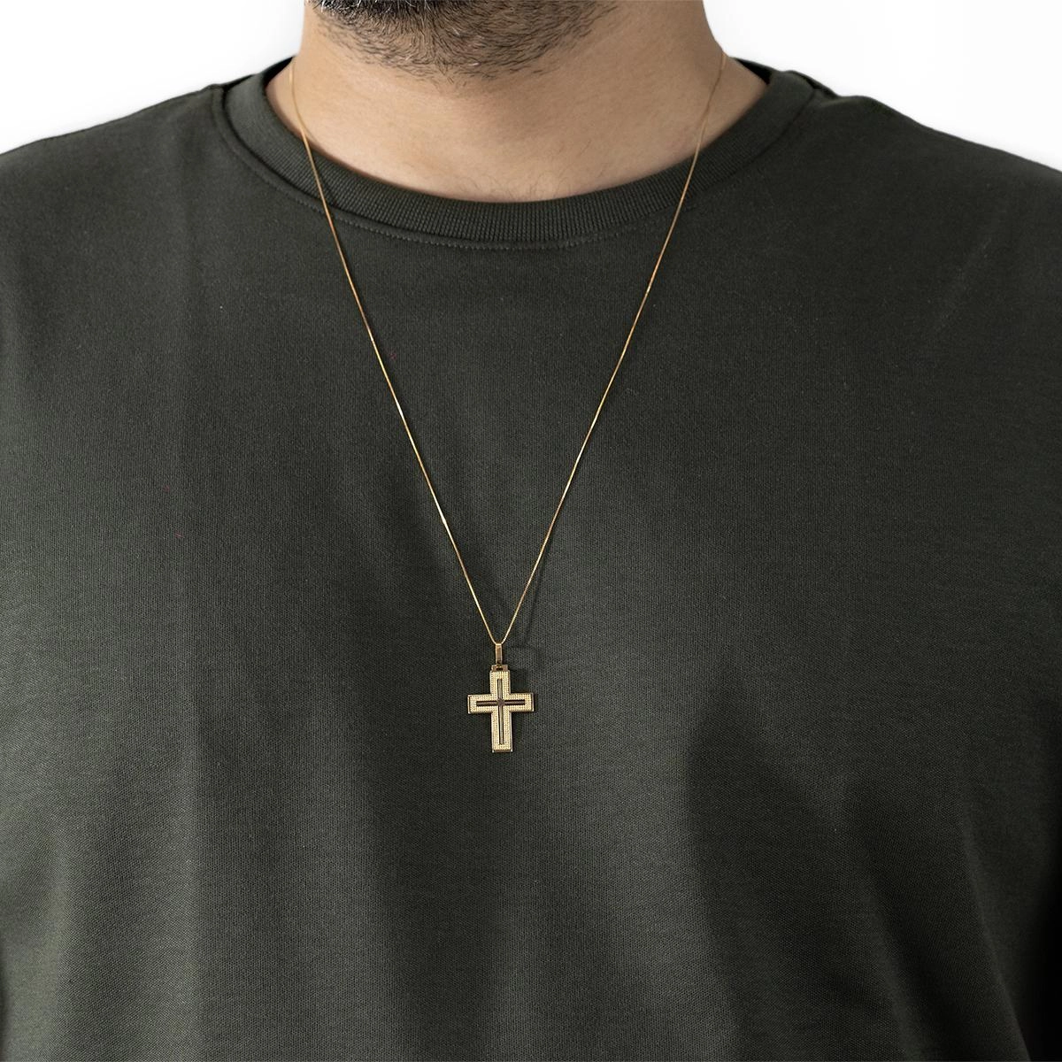 Pingente Ouro 18k Cruz Trabalhada Vazada 2.60cm