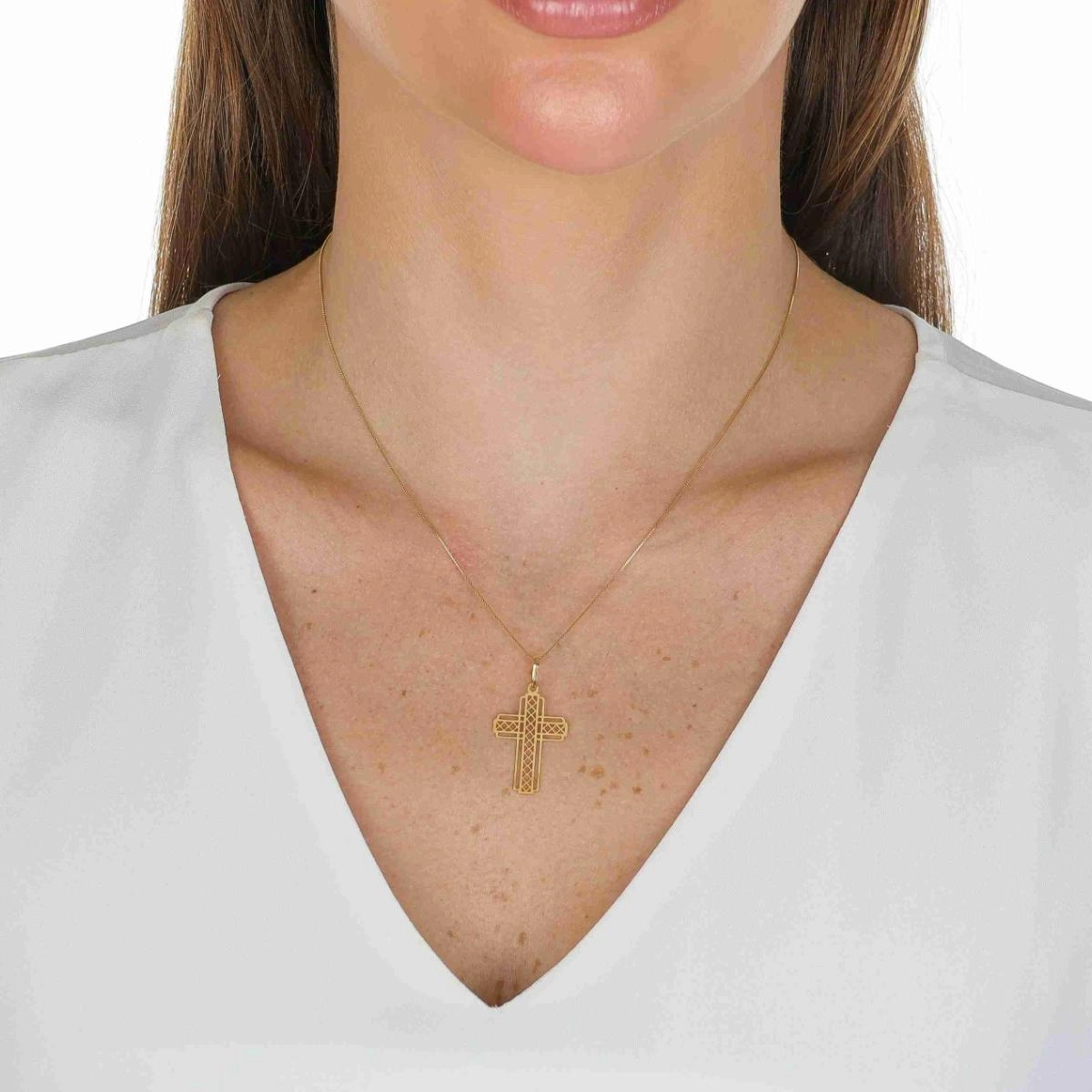 Pingente Ouro 18k Cruz Vazada 2.70cm