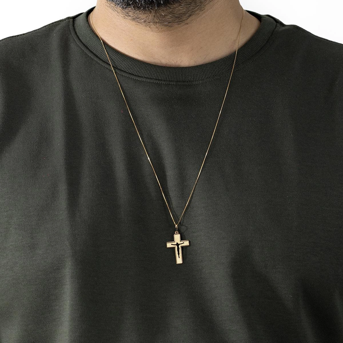 Pingente Ouro 18k Cruz Vazada Cristo 2.80cm