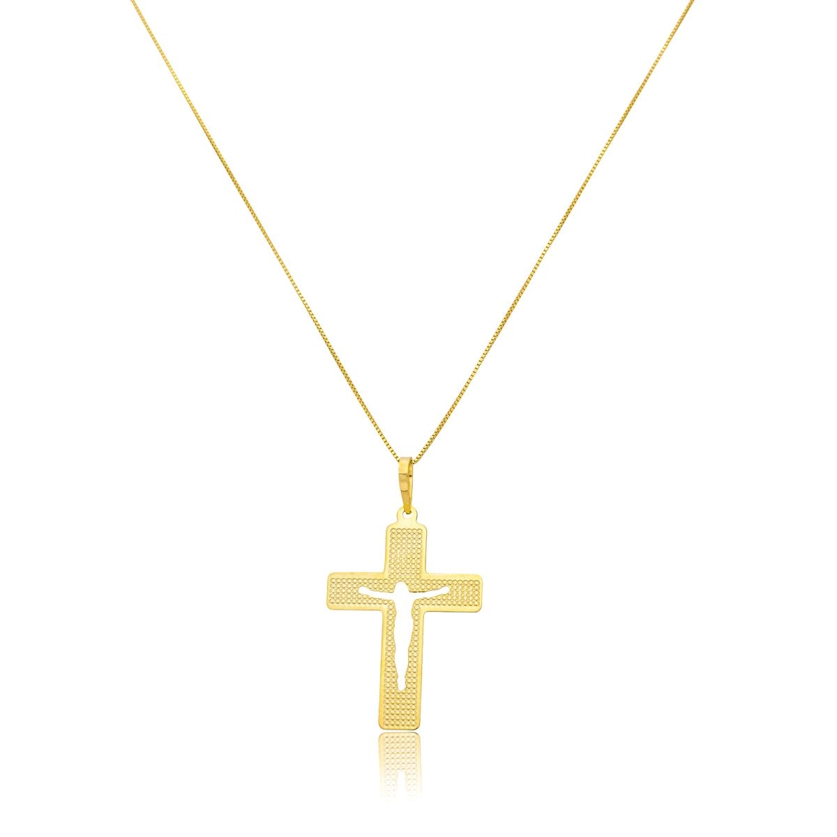 Pingente Ouro 18k Cruz Vazada Cristo 2.80cm