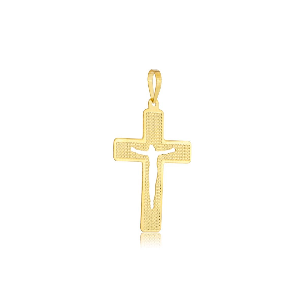 Pingente Ouro 18k Cruz Vazada Cristo 2.80cm