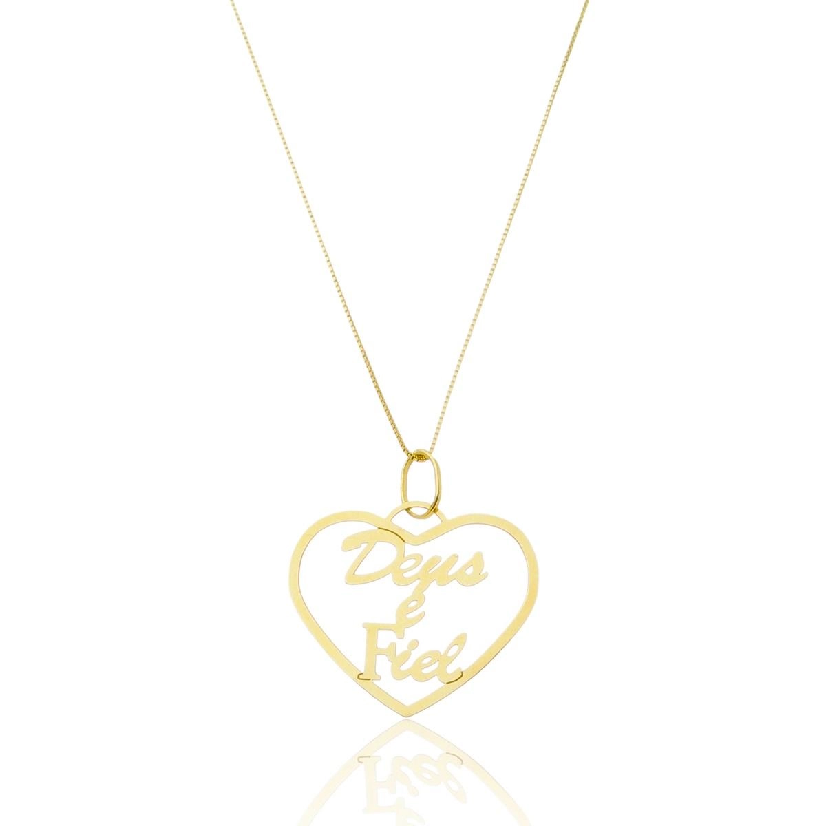 Pingente Ouro 18k Deus é Fiel 2.00cm 