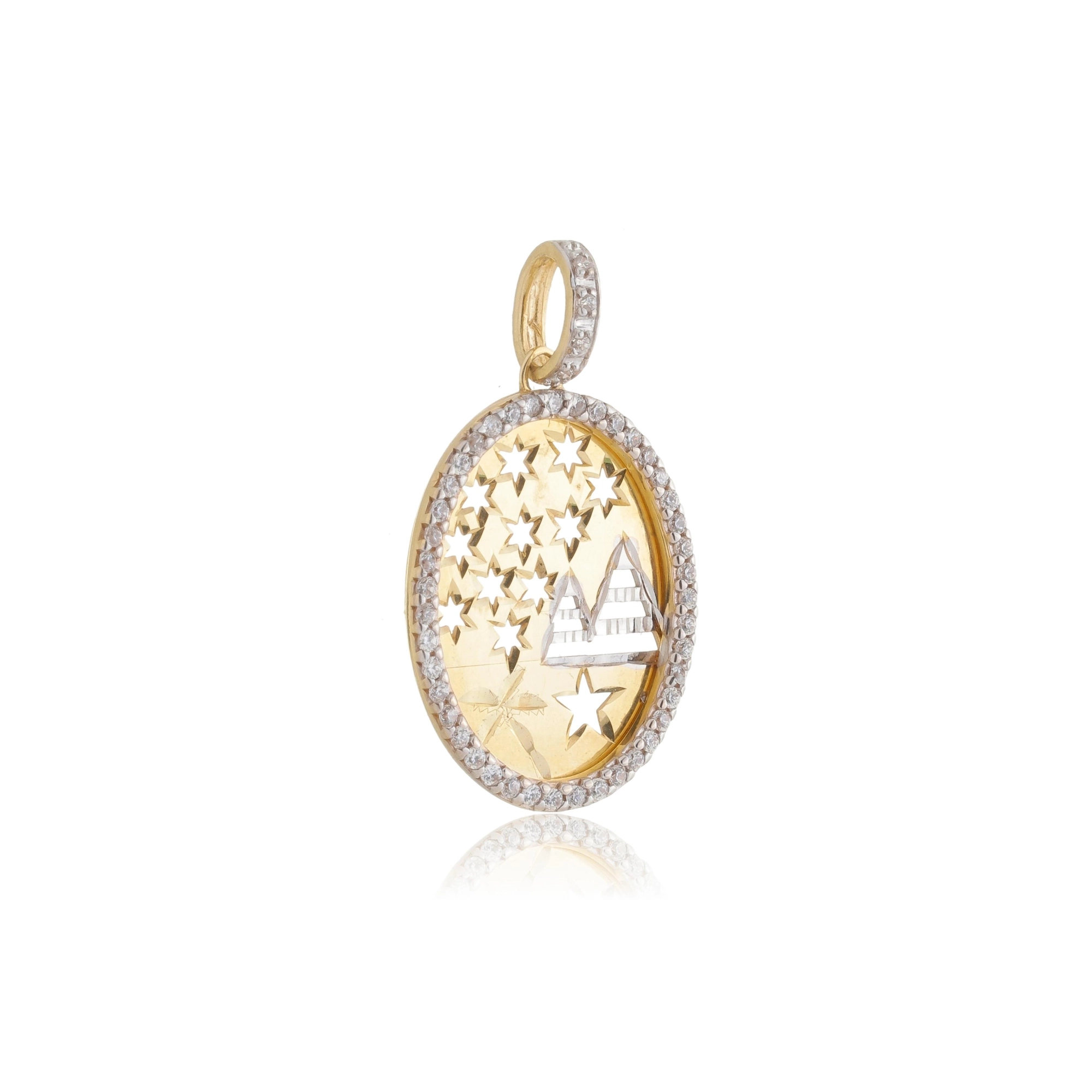 Pingente Ouro 18k Escrava 2.50cm C/Zircônias