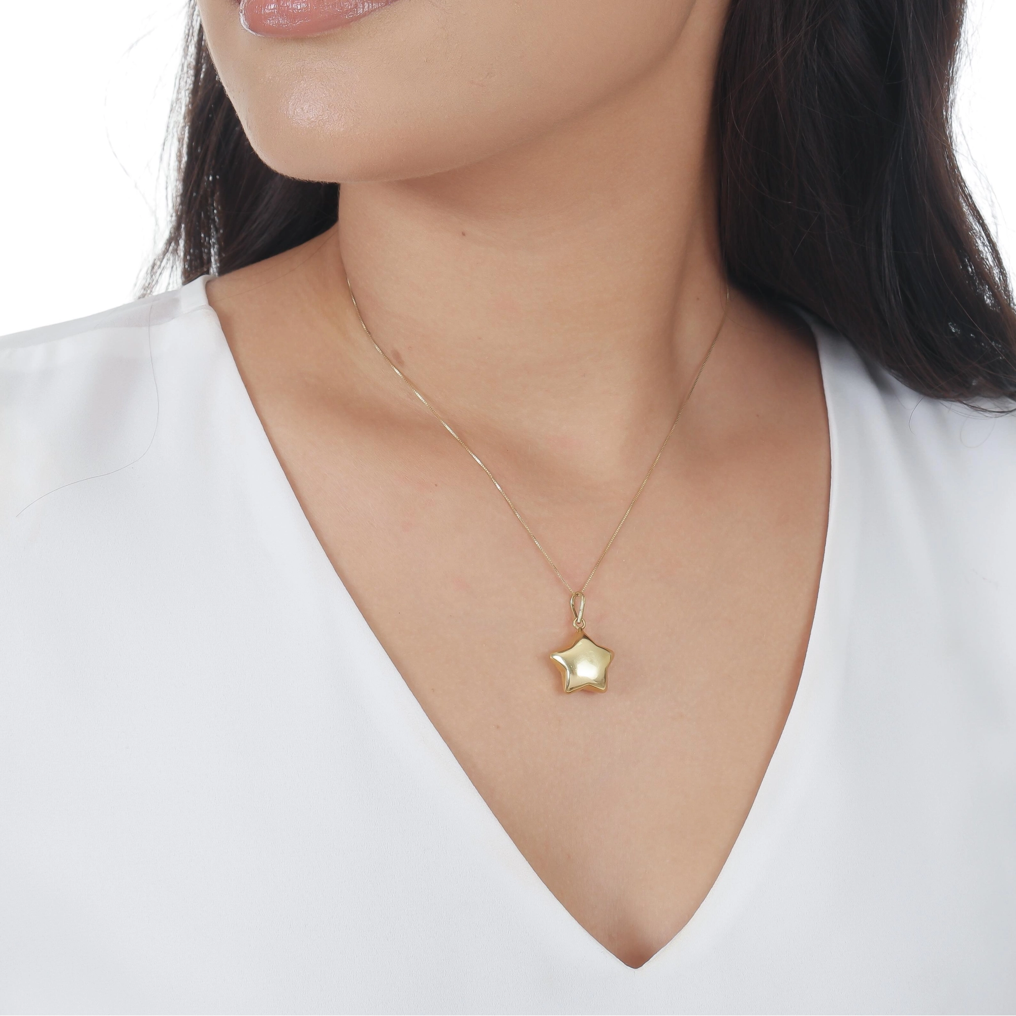 Pingente Ouro 18k Estrela Oca 2cm