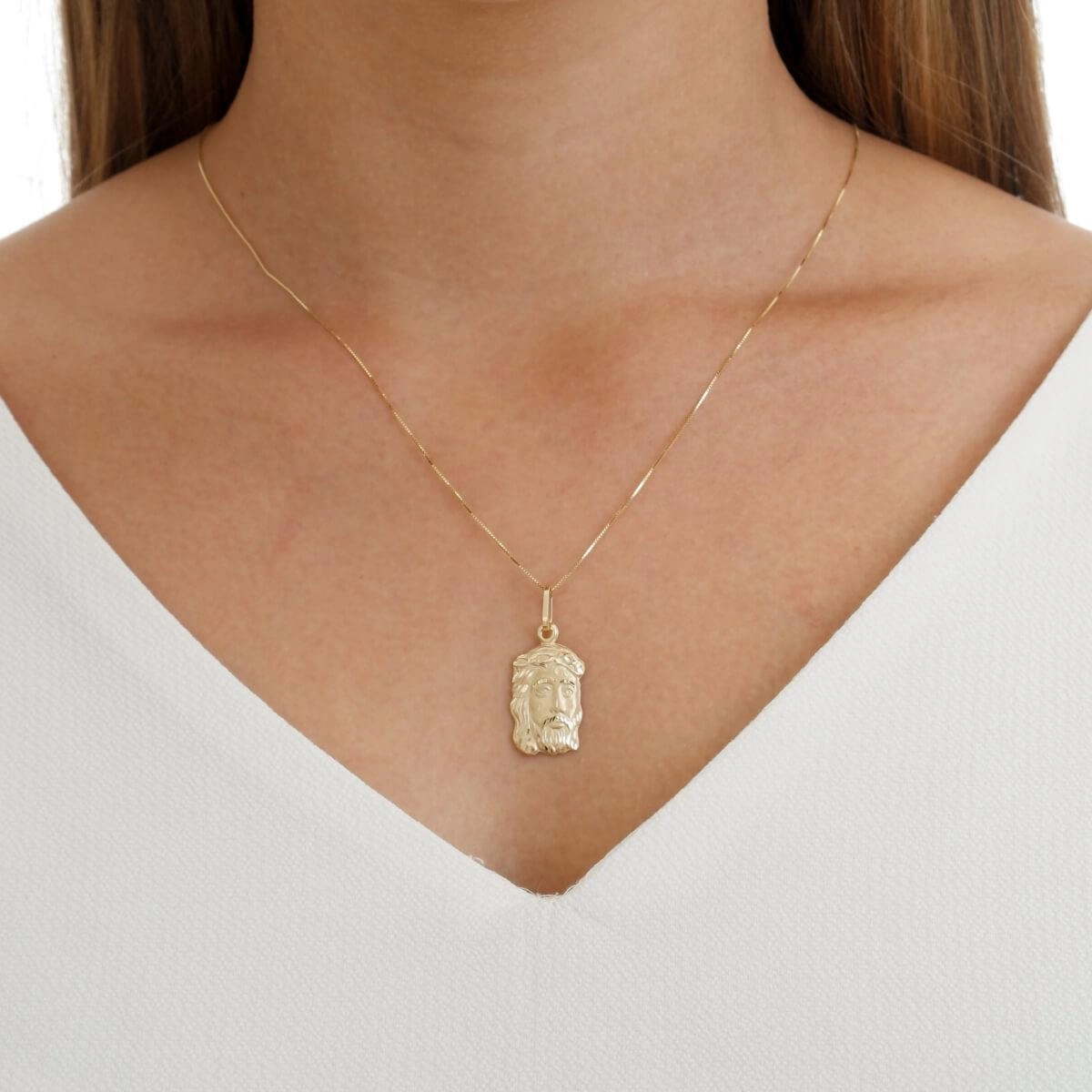 Pingente Ouro 18k Face de Cristo 20mm