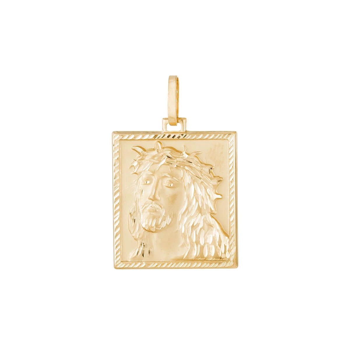 Pingente Ouro 18k Face de Cristo Placa 22mm