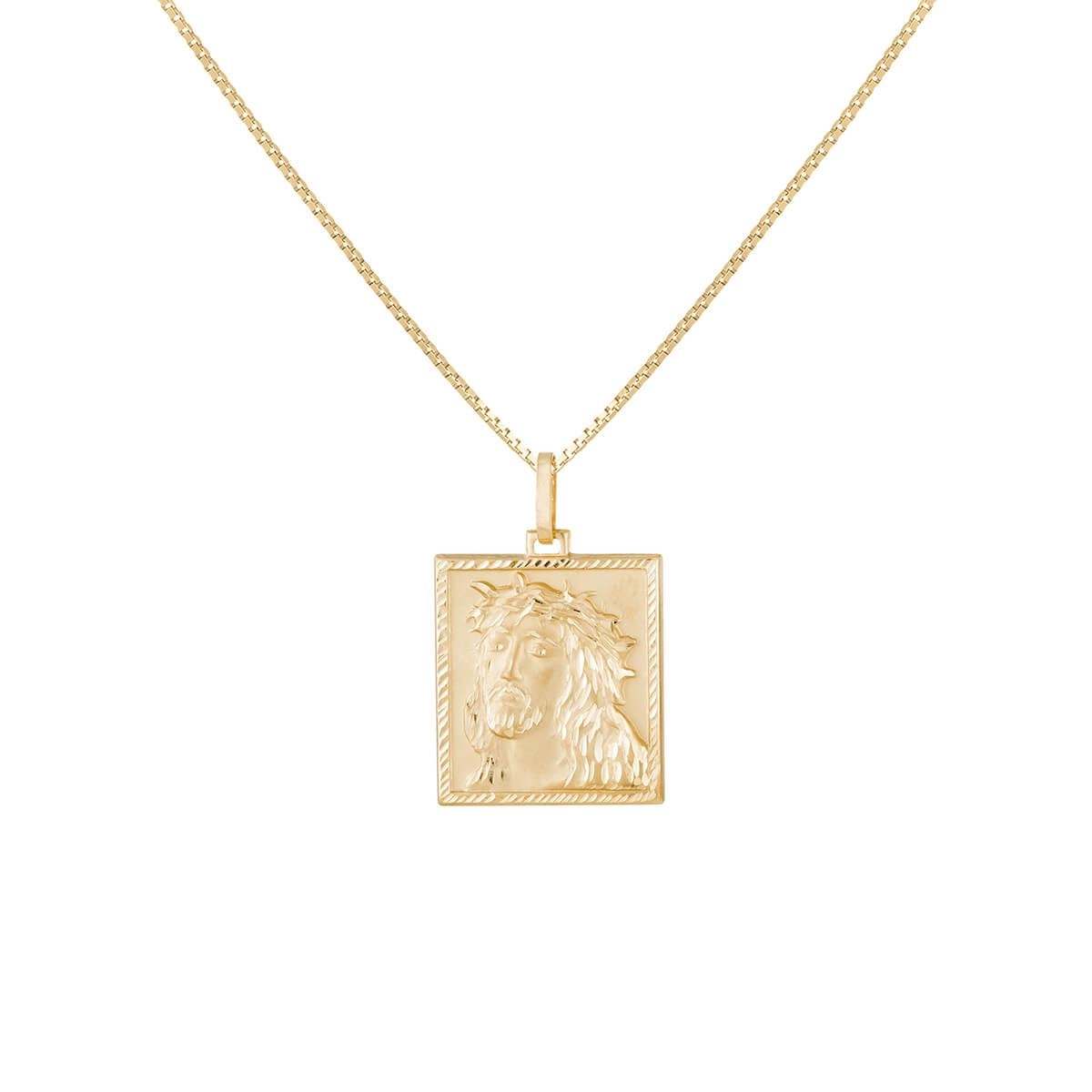 Pingente Ouro 18k Face de Cristo Placa 22mm