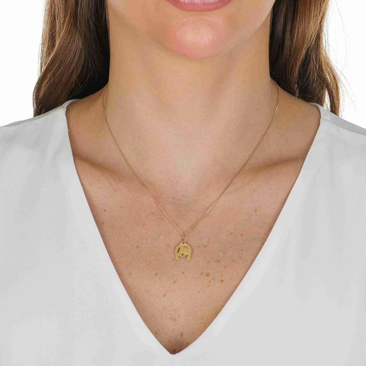 Pingente Ouro 18k Ferradura Cavalo 1.30cm