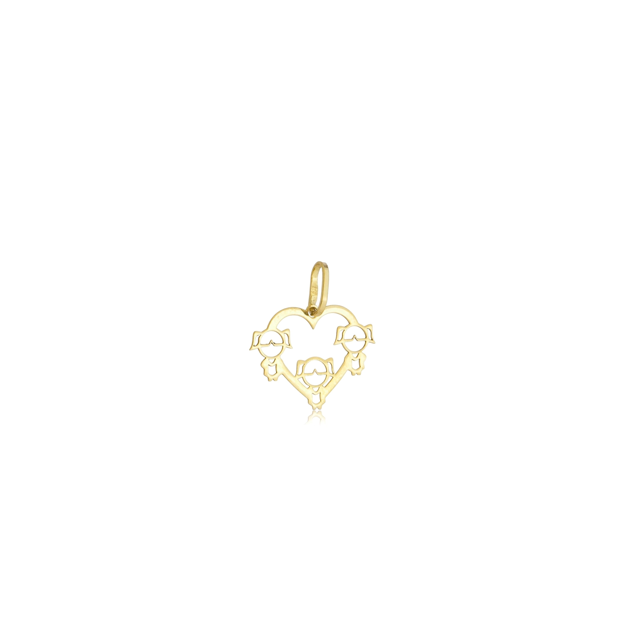Pingente Ouro 18k Filhas 3 Meninas 9mm