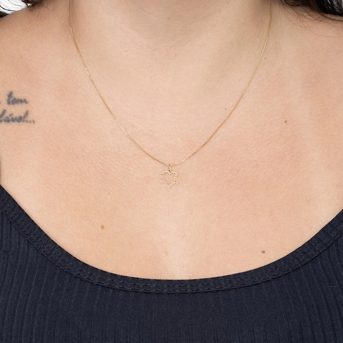 Pingente Ouro 18k Filho 1 Menino Corações 1cm
