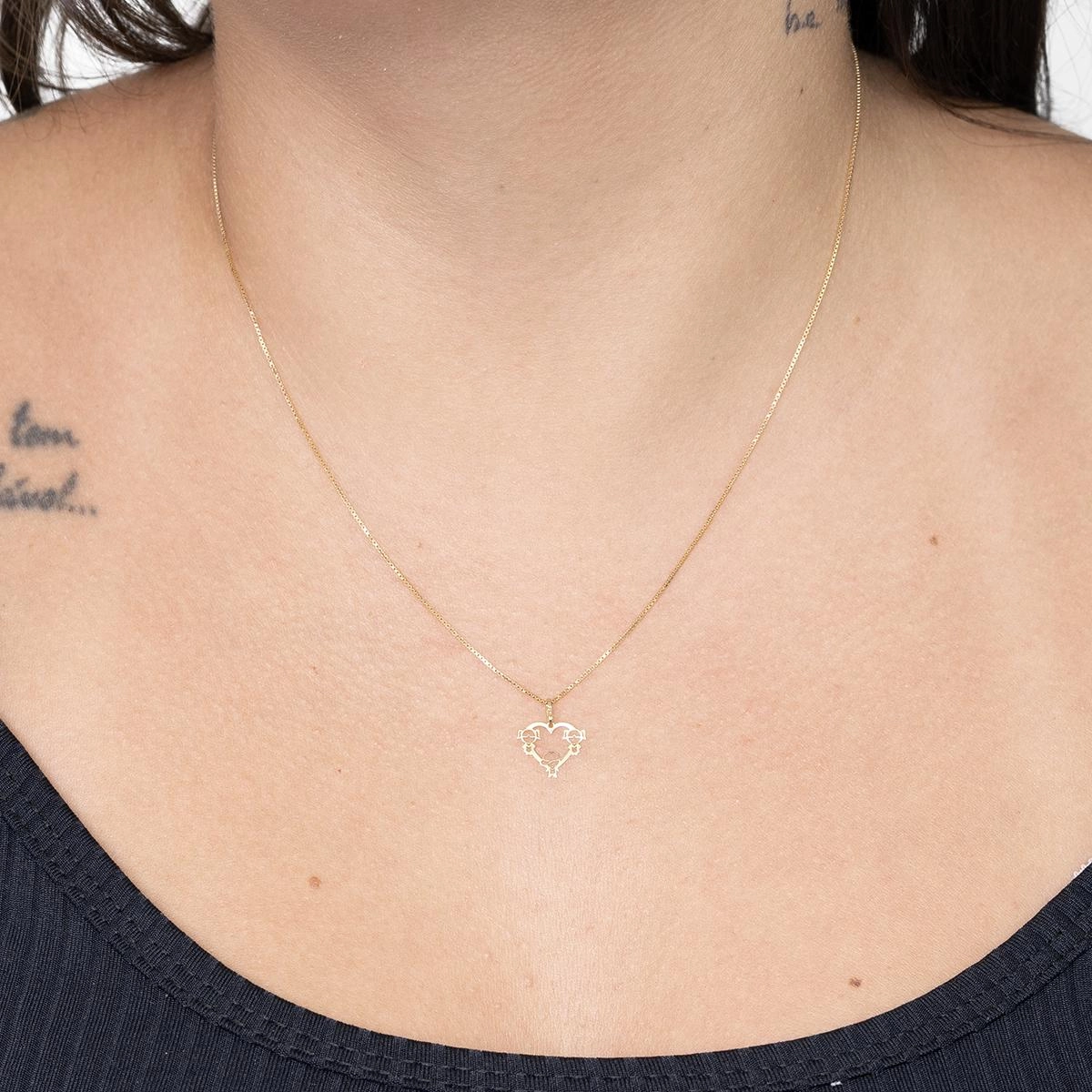 Pingente Ouro 18k Filhos 2 Meninas 1 Menino 9mm