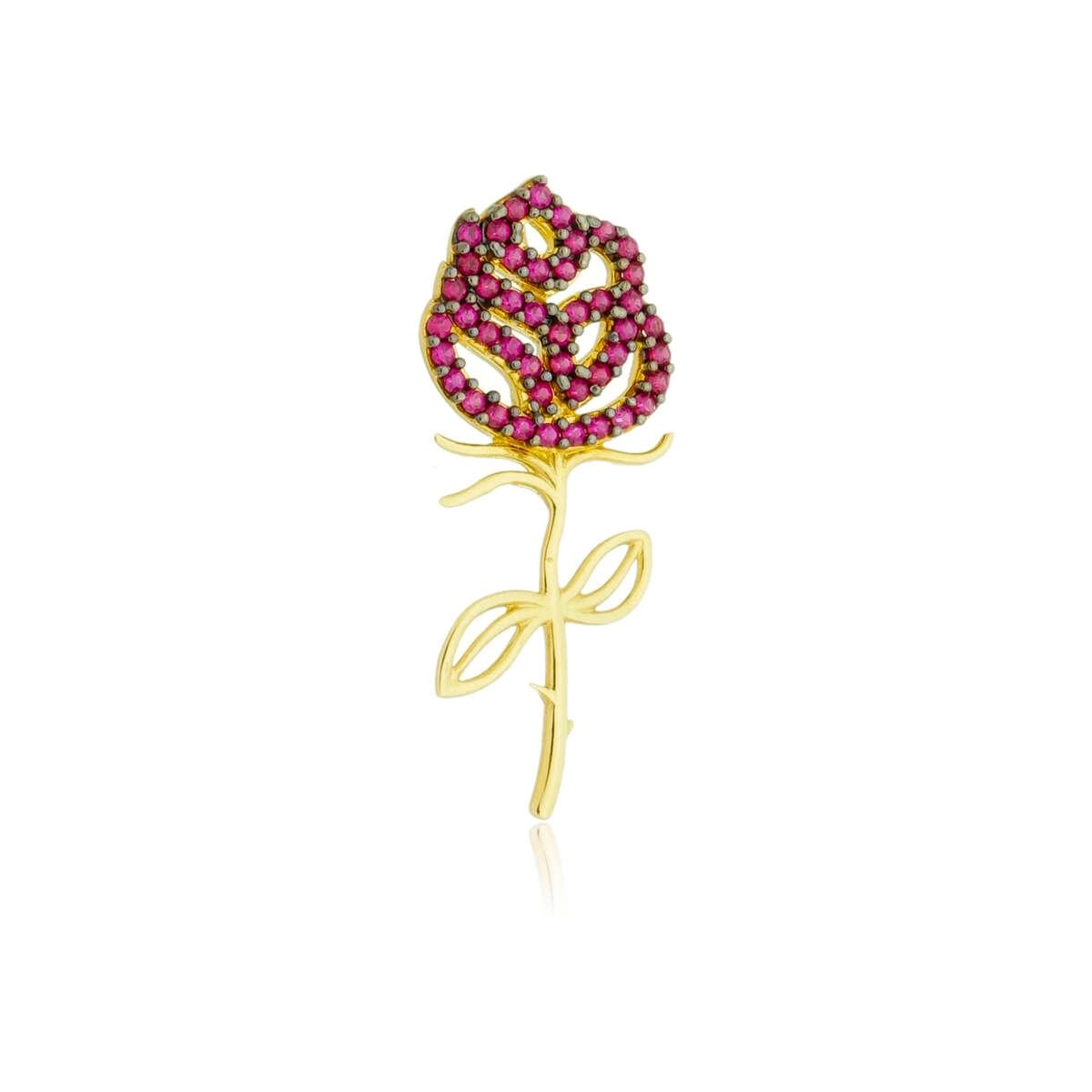 Pingente Ouro 18k Flor C/Zircônias 2.70cm