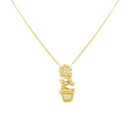 Pingente Ouro 18k Flor Com Zirconia 1.45 gramas