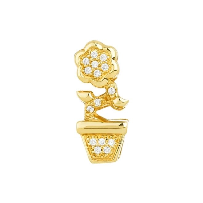 Pingente Ouro 18k Flor Com Zirconia 1.45 gramas