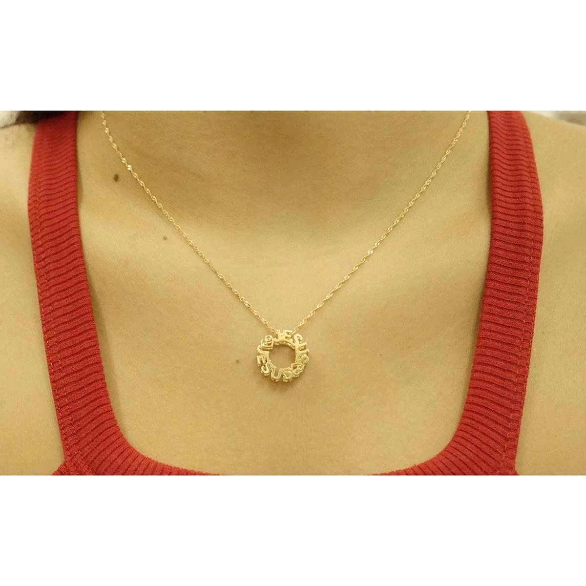 Pingente Ouro 18k Mandala Jesus 1.70 gramas