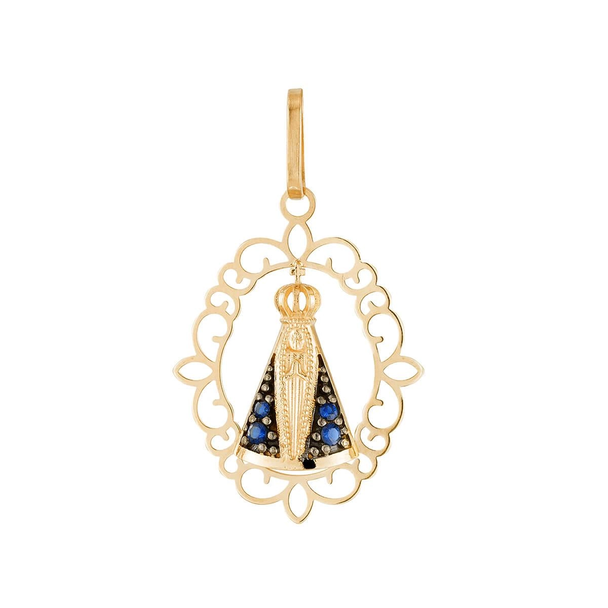 Pingente Ouro 18k Mandala Nossa Senhora de Aparecida 22mm