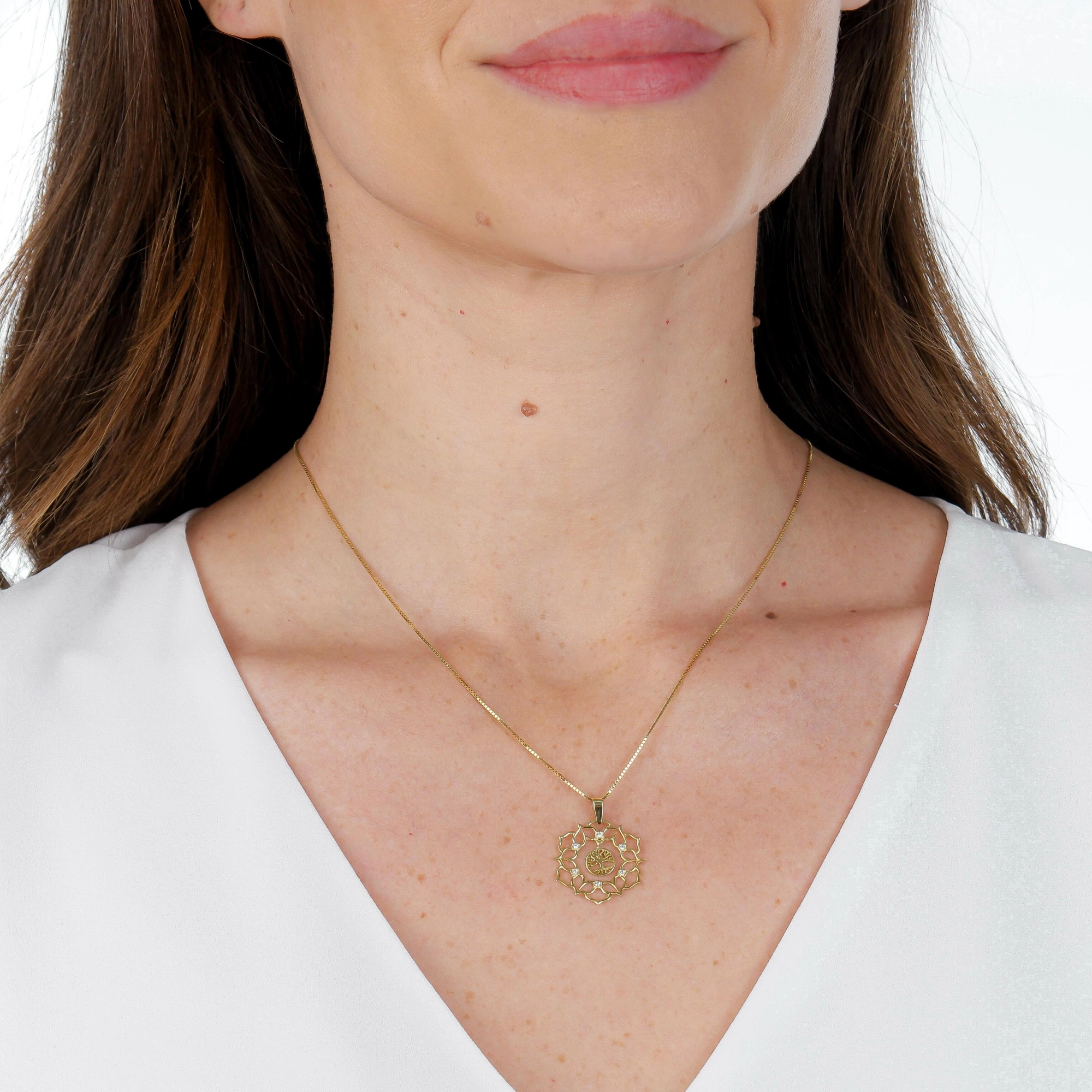 Pingente Ouro 18k Mandala Árvore da Vida 2.15cm