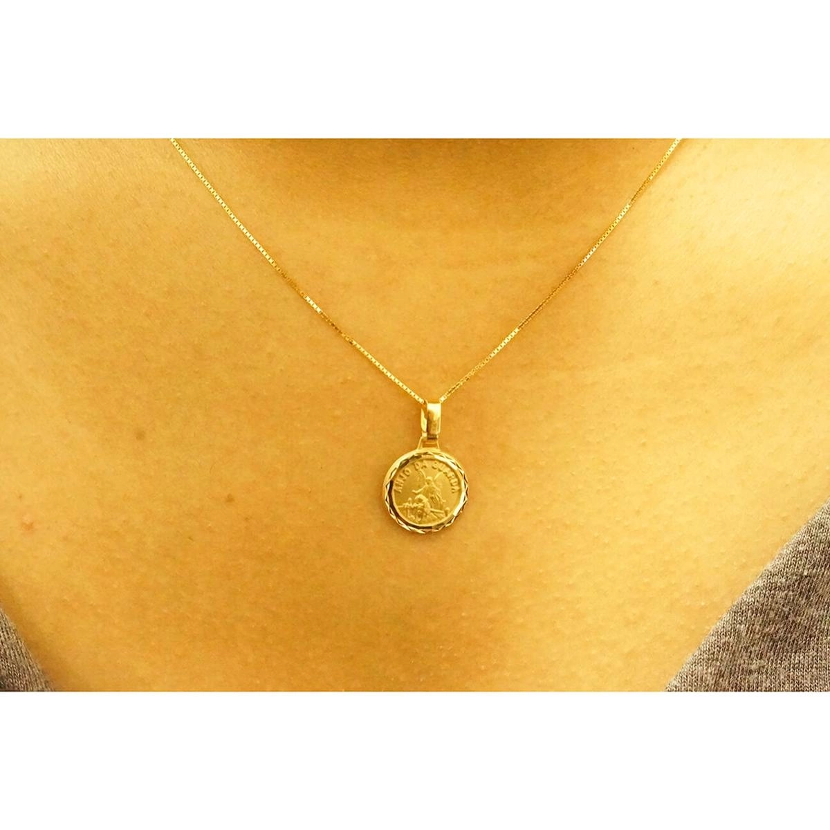 Pingente Ouro 18k Medalha Anjo da Guarda 0.95 gramas