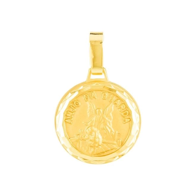 Pingente Ouro 18k Medalha Anjo da Guarda 0.95 gramas