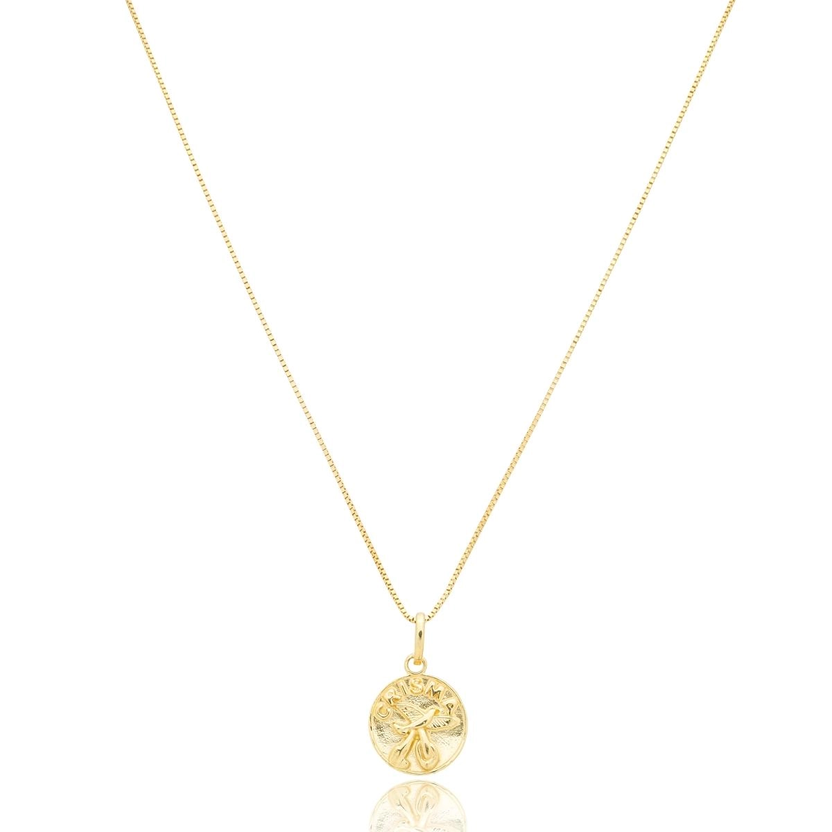 Pingente Ouro 18k Medalha Crisma 1.10cm