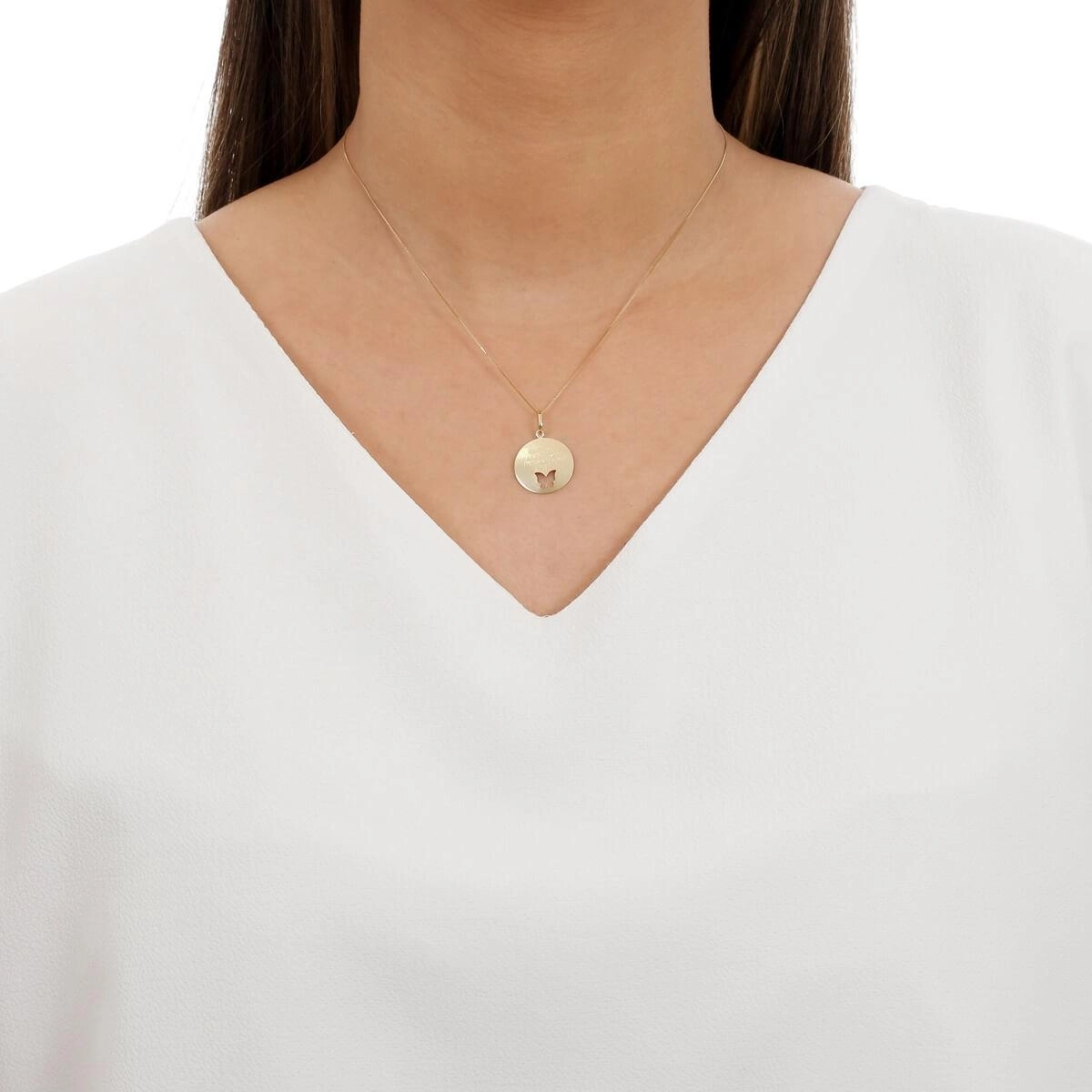 Pingente Ouro 18k Medalha Das Minhas Cicatrizes Nasceram Asas 1.95cm