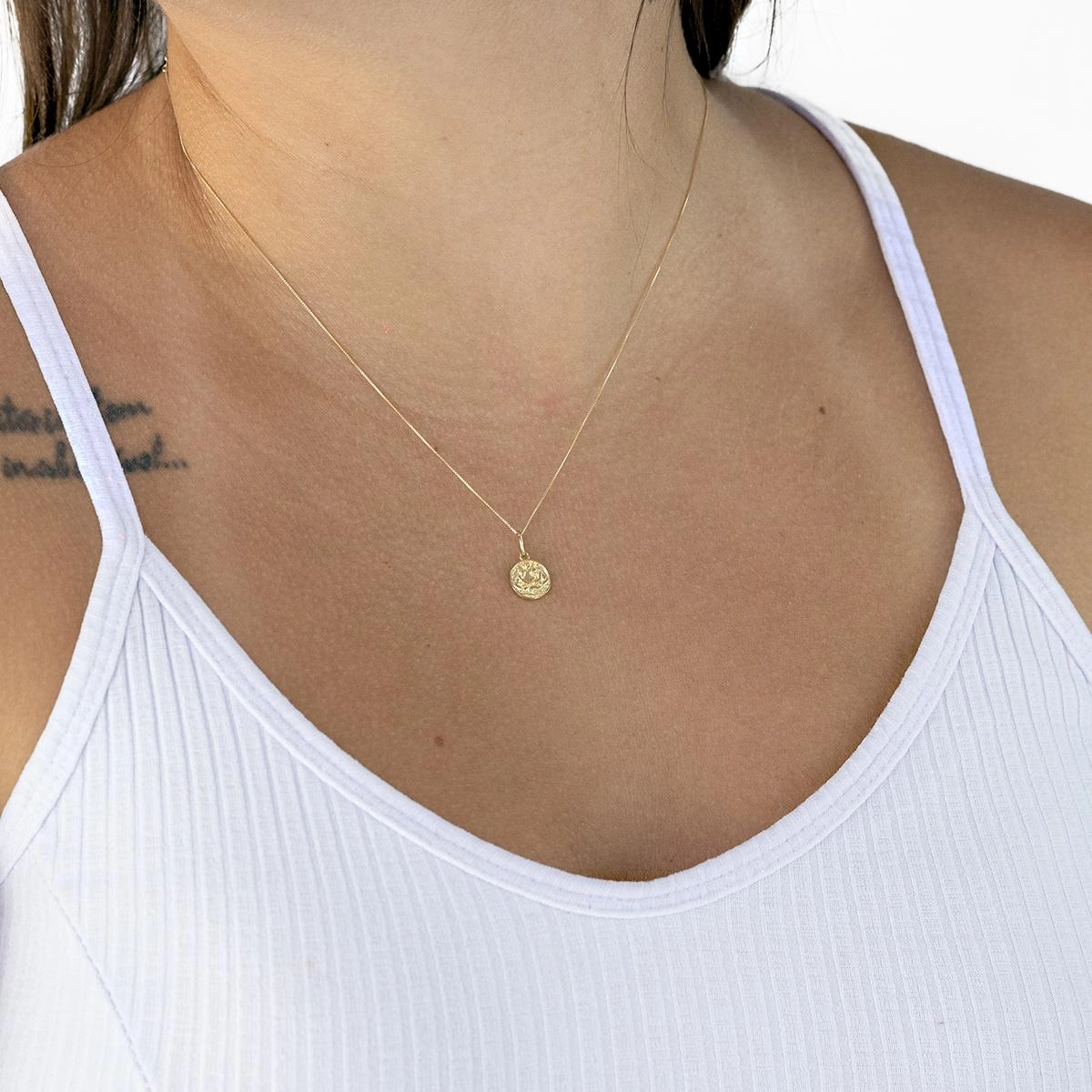 Pingente Ouro 18k Medalha Lembrança de Batismo 9mm