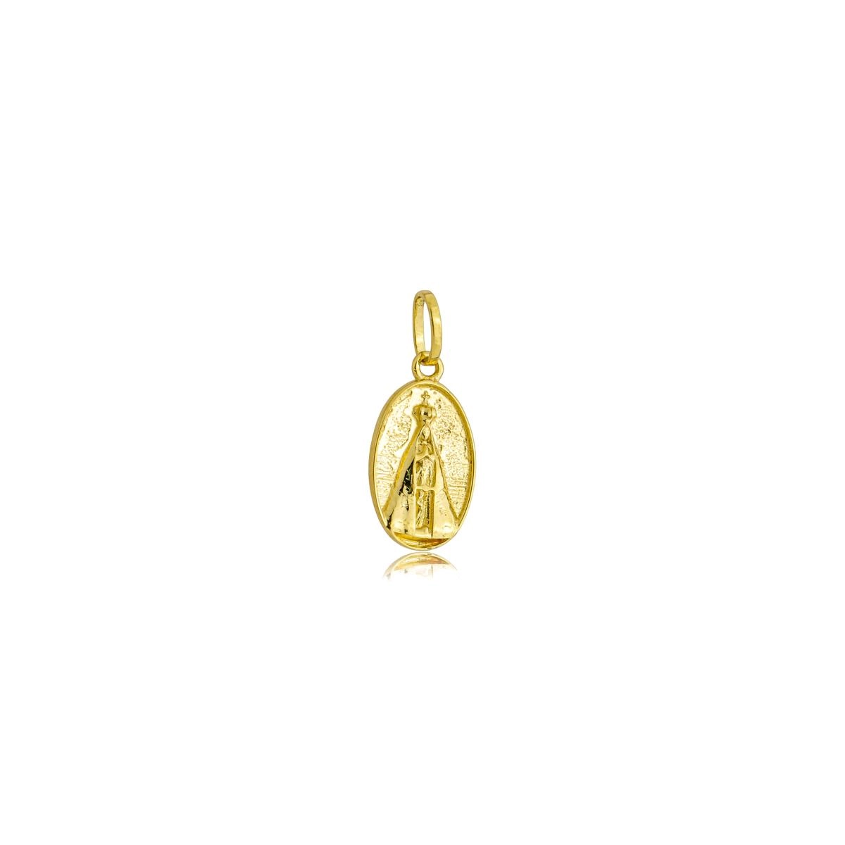 Pingente Ouro 18k Medalha Nossa Senhora Aparecida 1.35cm