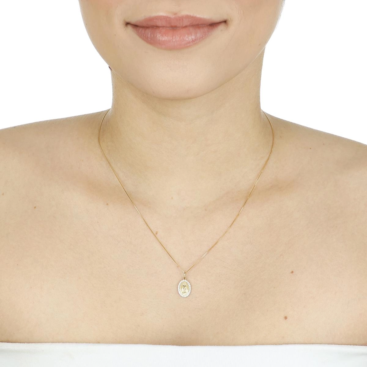 Pingente Ouro 18k Medalha Nossa Senhora do Carmo 1.35cm