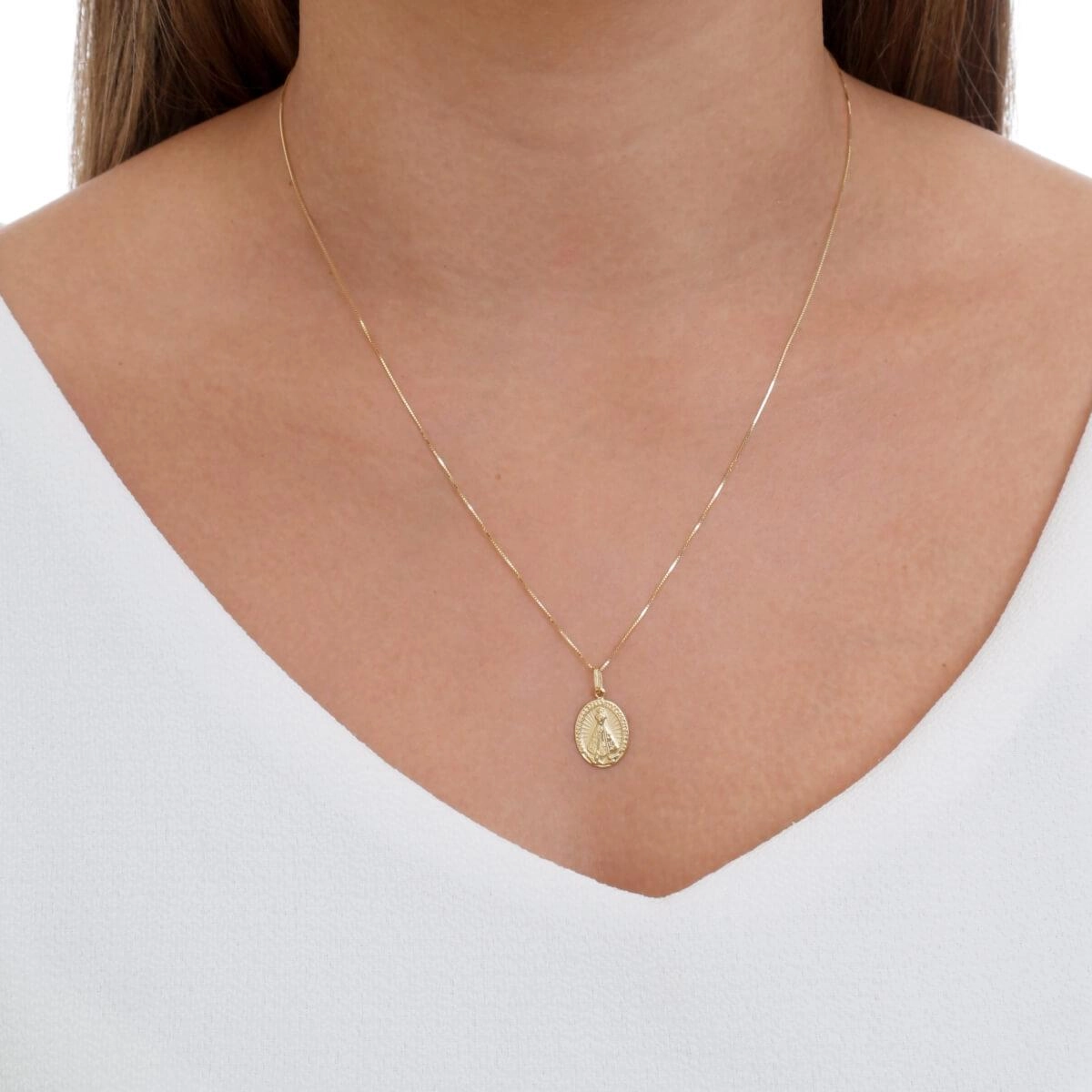 Pingente Ouro 18k Medalha Nossa Sra. Aparecida 13.00mm