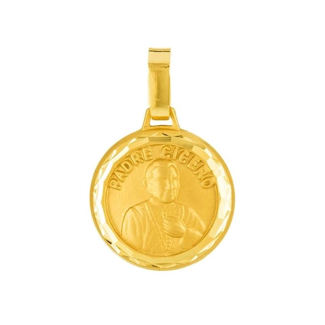 Pingente Ouro 18k Medalha Padre Cícero 0.95 gramas