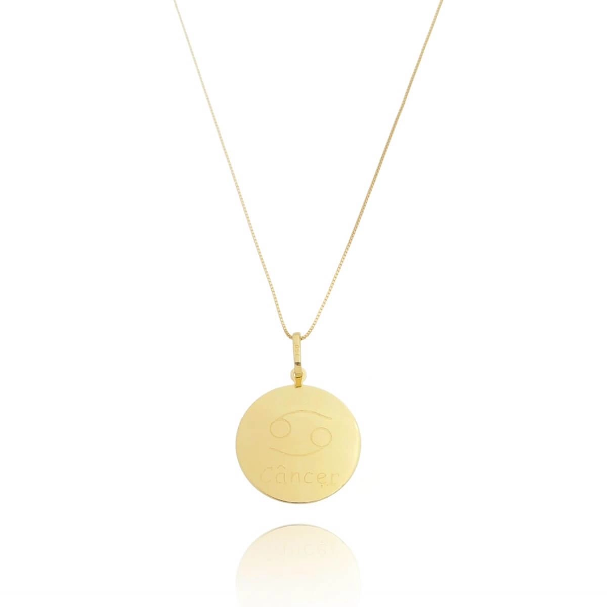 Pingente Ouro 18k Medalha Signo Câncer 1.95cm 