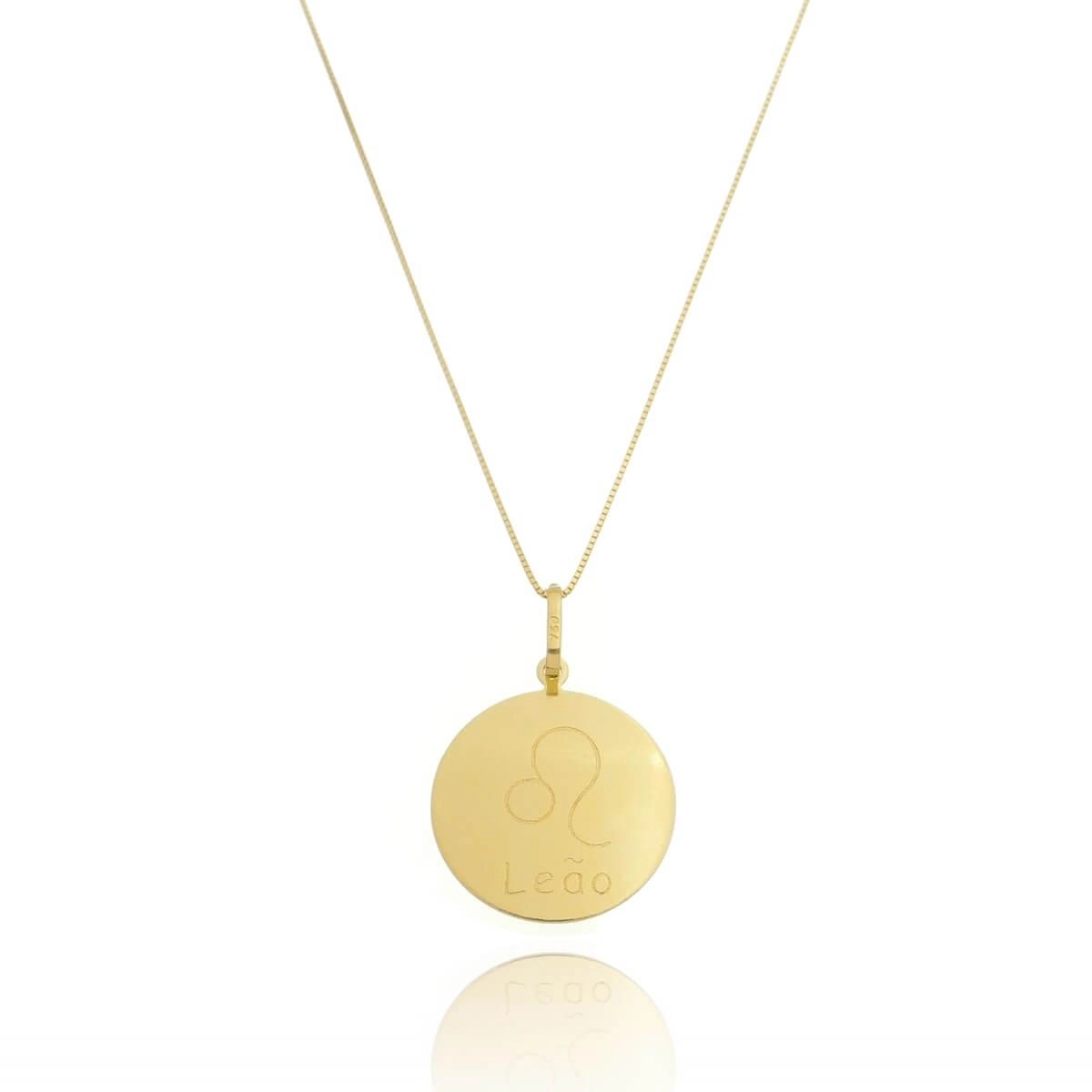 Pingente Ouro 18k Medalha Signo Leão 1.95cm 